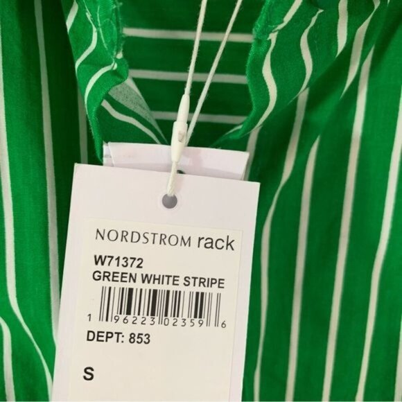 Walter Baker Cut Out Midriff Cotton Meera Dress Green Kelly Stripe size S NWT - Picture 8 of 14